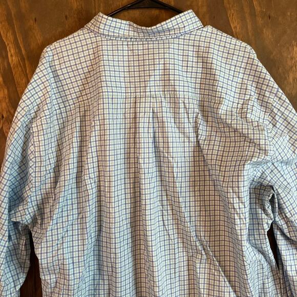 Peter Millar Mens Shirt Blue White Plaid Button Down Long Sleeve Stretch XXL - Picture 11 of 12